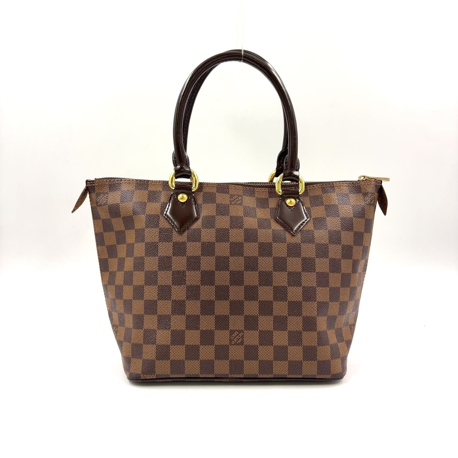 Louis Vuitton Saleya PM Damier Ebene Leather Brown Tote Bag Gold