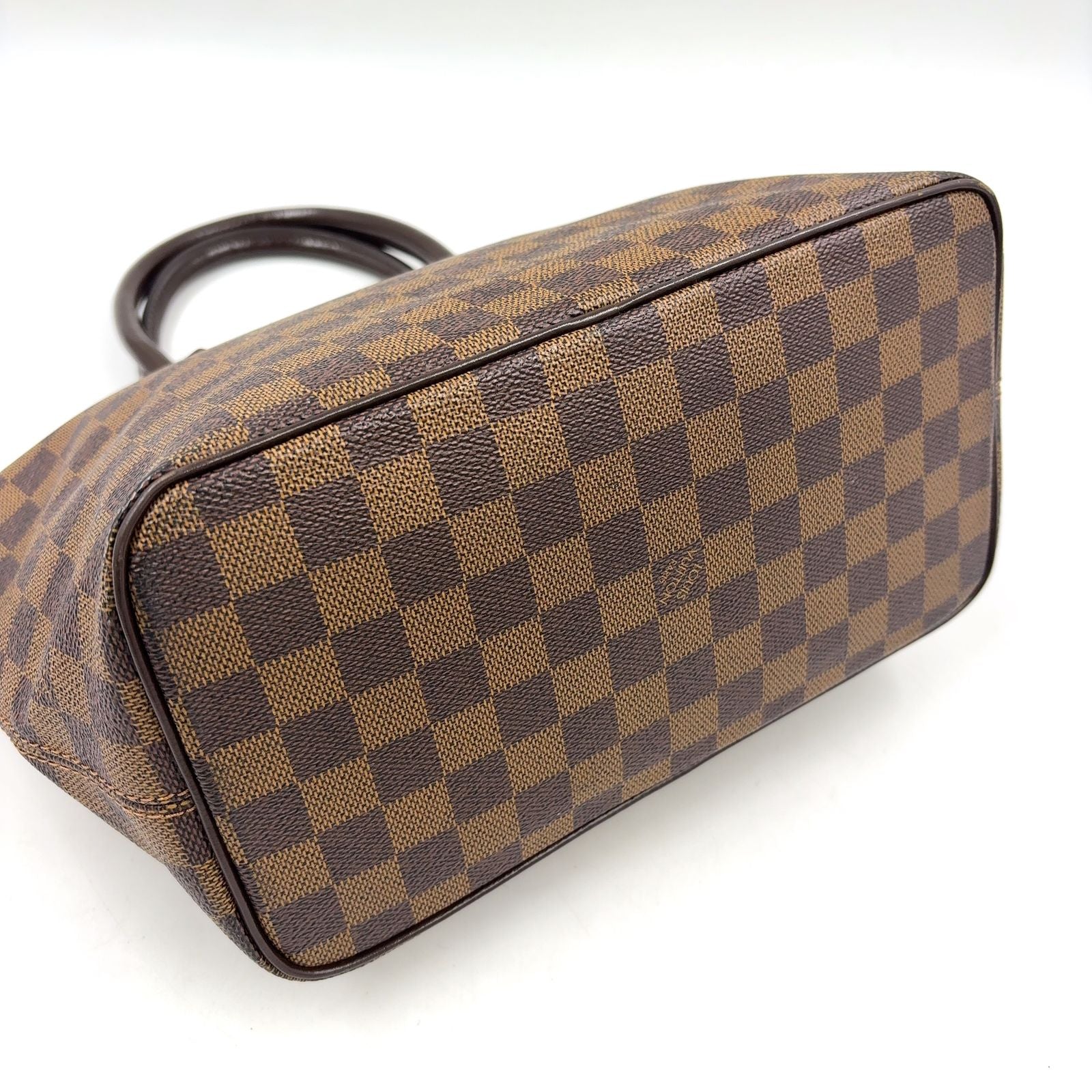 Louis Vuitton Saleya PM Damier Ebene Leather Brown Tote Bag Gold — view 8