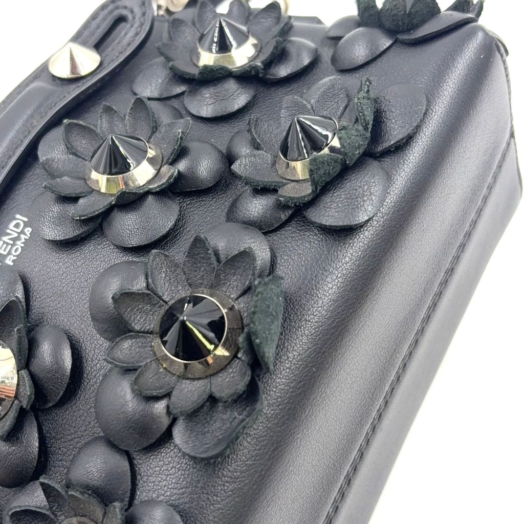 Fendi by the Way Flowerland 2-Way Calfskin Black Handbag Silver — view 8