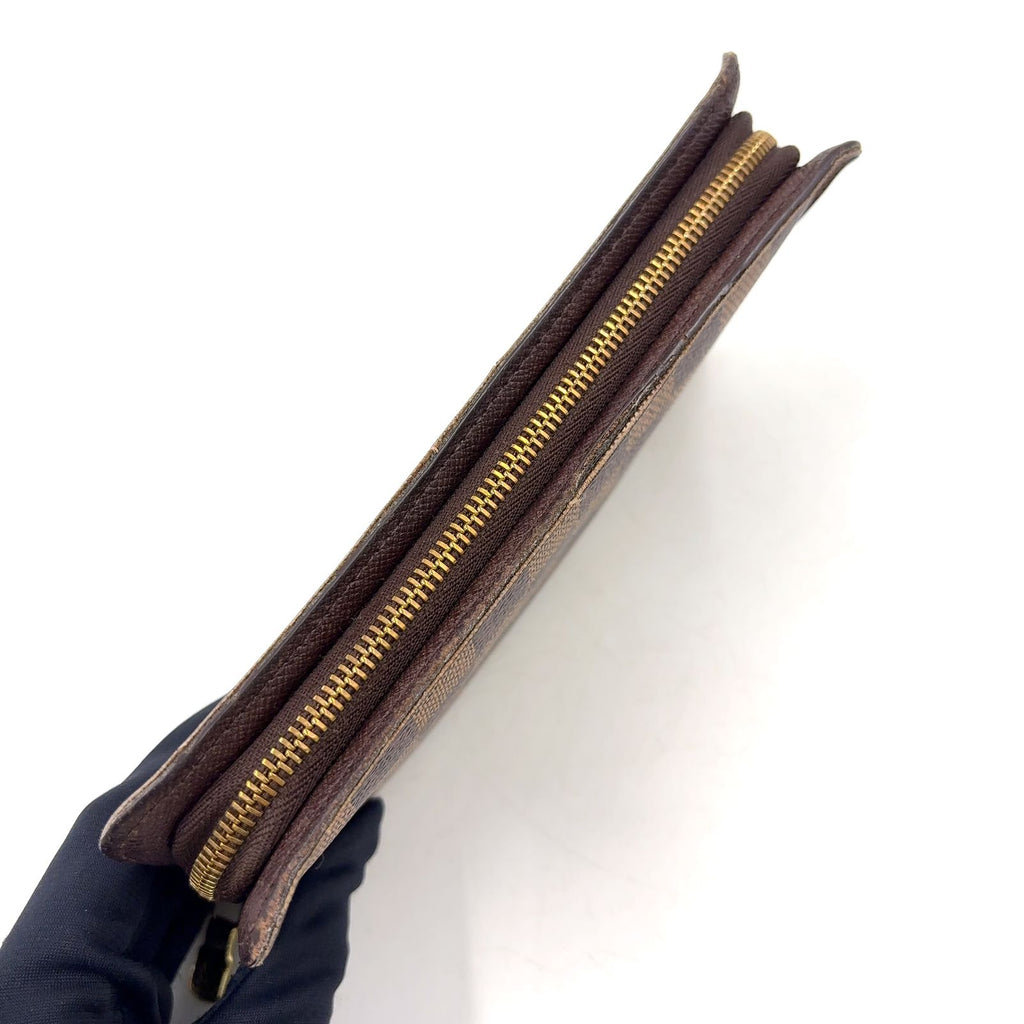 Louis Vuitton Porto Monnaie Zip Damier Ebene Brown Round Zippy Wallet Gold — view 8