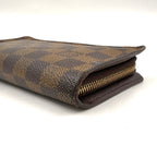 Louis Vuitton Porto Monnaie Zip Damier Ebene Brown Round Zippy Wallet Gold — view 7