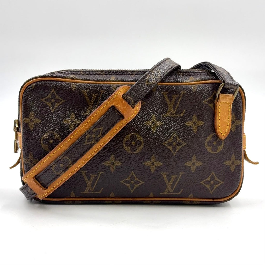Louis Vuitton Marly Bandouliere Monogram Leather Brown Light Shoulder Bag Gold