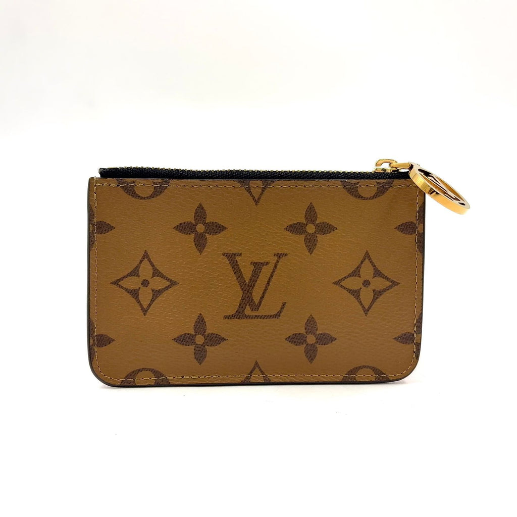 Louis Vuitton Card Case Romy Coin Purse Leather Brown Black Gold