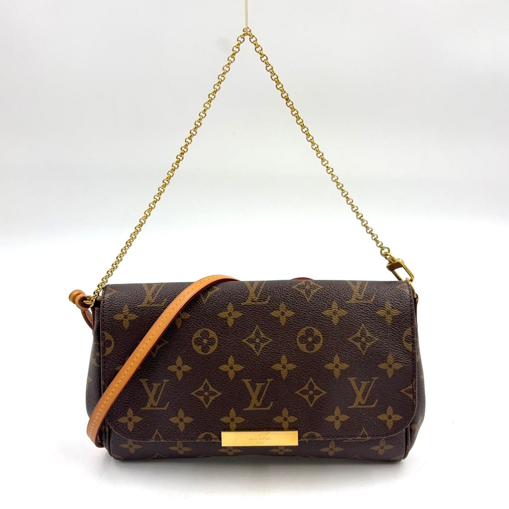 Louis Vuitton Favorite MM Monogram Leather Brown Light Handbag Gold