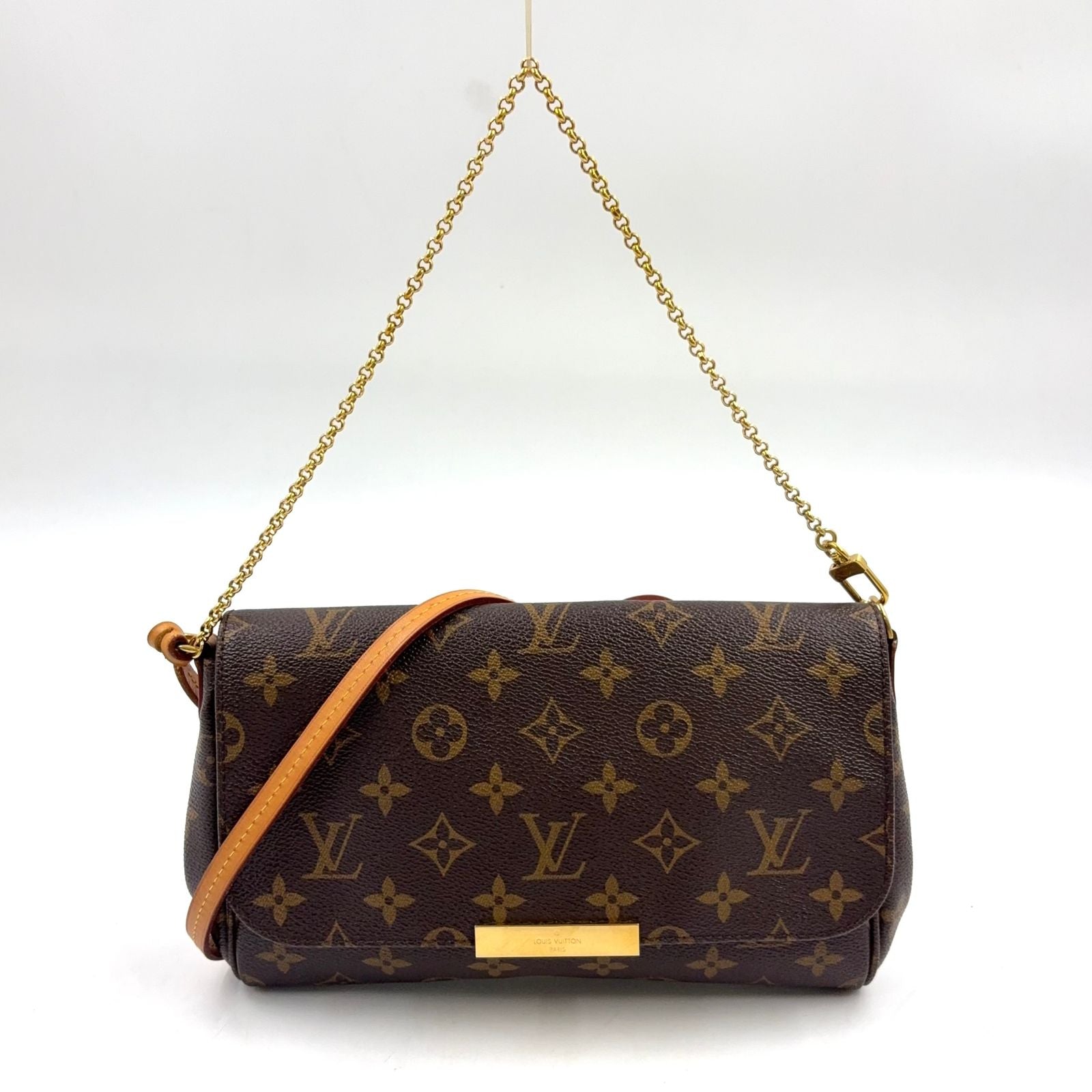 Louis Vuitton Favorite MM Monogram Leather Brown Light Handbag Gold