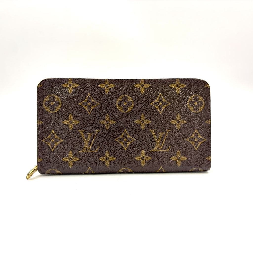 Louis Vuitton Porto Monnaie Zip Monogram Leather Brown Round Zippy Wallet Gold