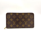 Louis Vuitton Porto Monnaie Zip Monogram Leather Brown Round Zippy Wallet Gold