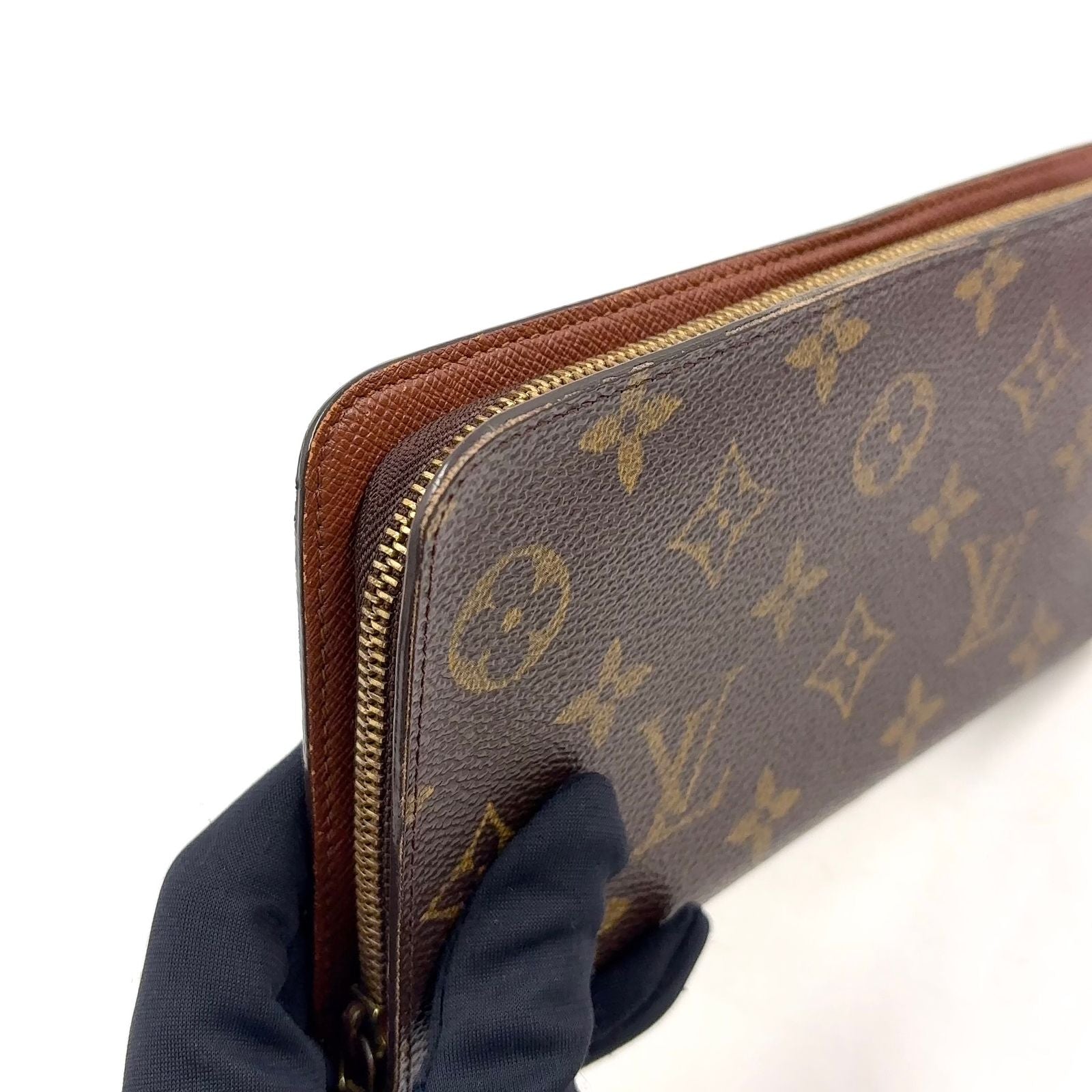 Louis Vuitton Porto Monnaie Zip Monogram Leather Brown Round Zippy Wallet Gold — view 6