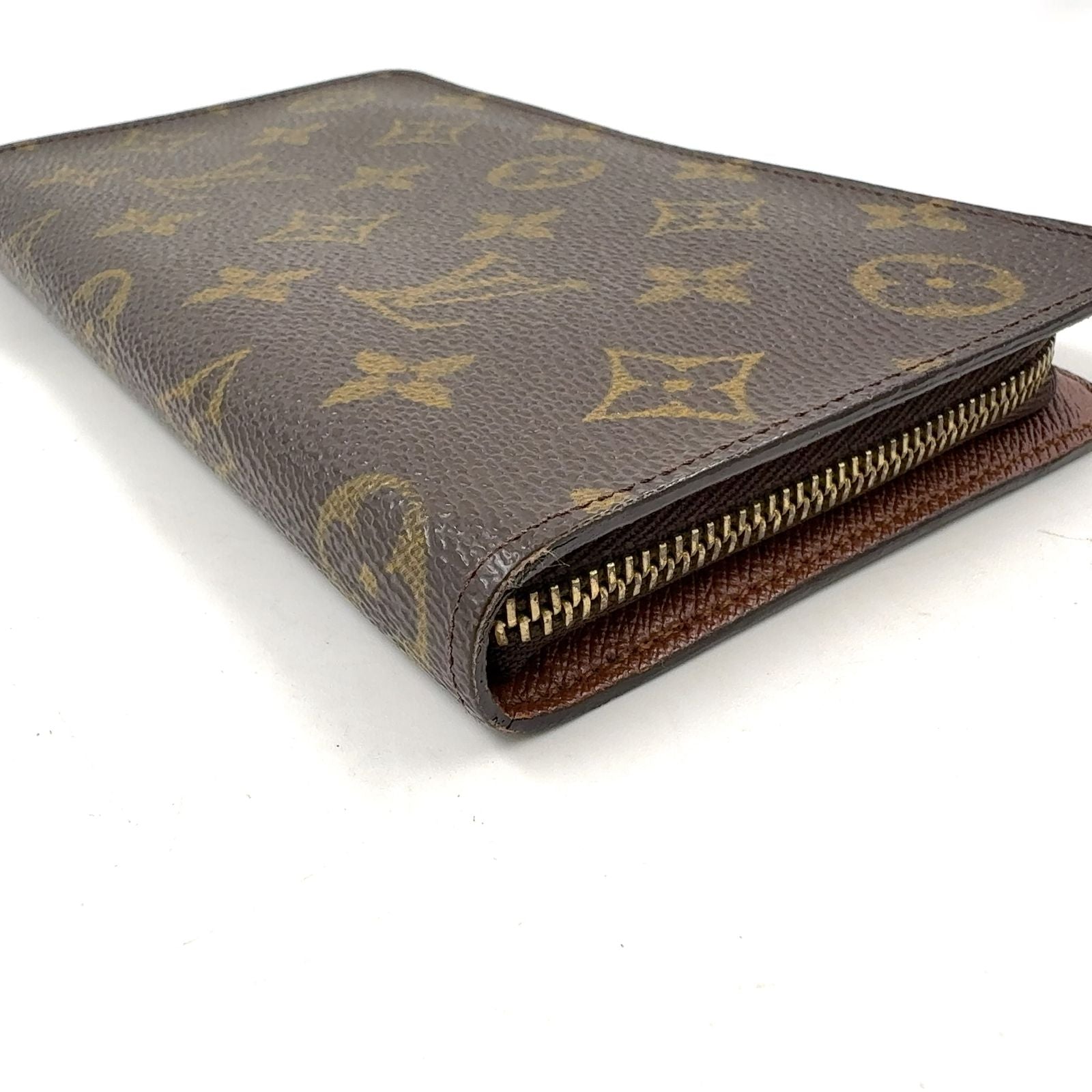 Louis Vuitton Porto Monnaie Zip Monogram Leather Brown Round Zippy Wallet Gold — view 5