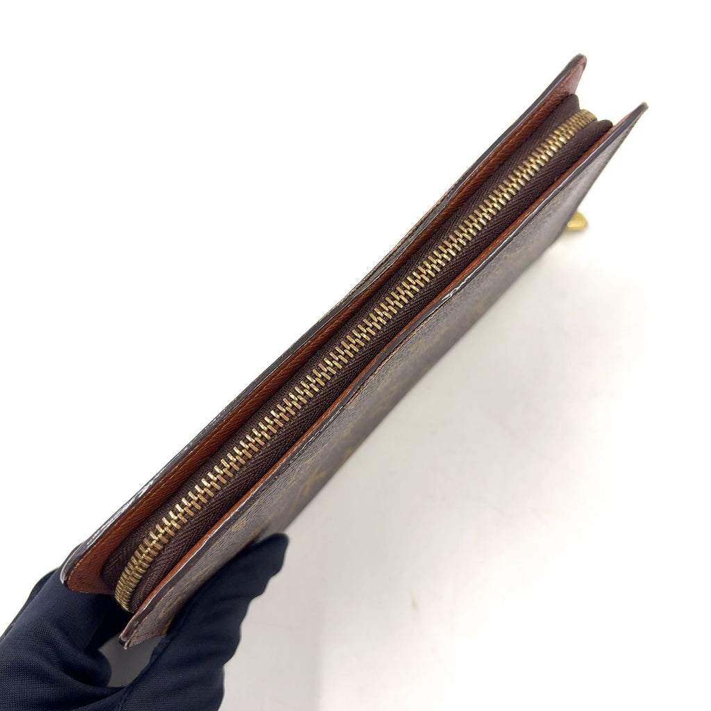 Louis Vuitton Porto Monnaie Zip Monogram Leather Brown Round Zippy Wallet Gold — view 7