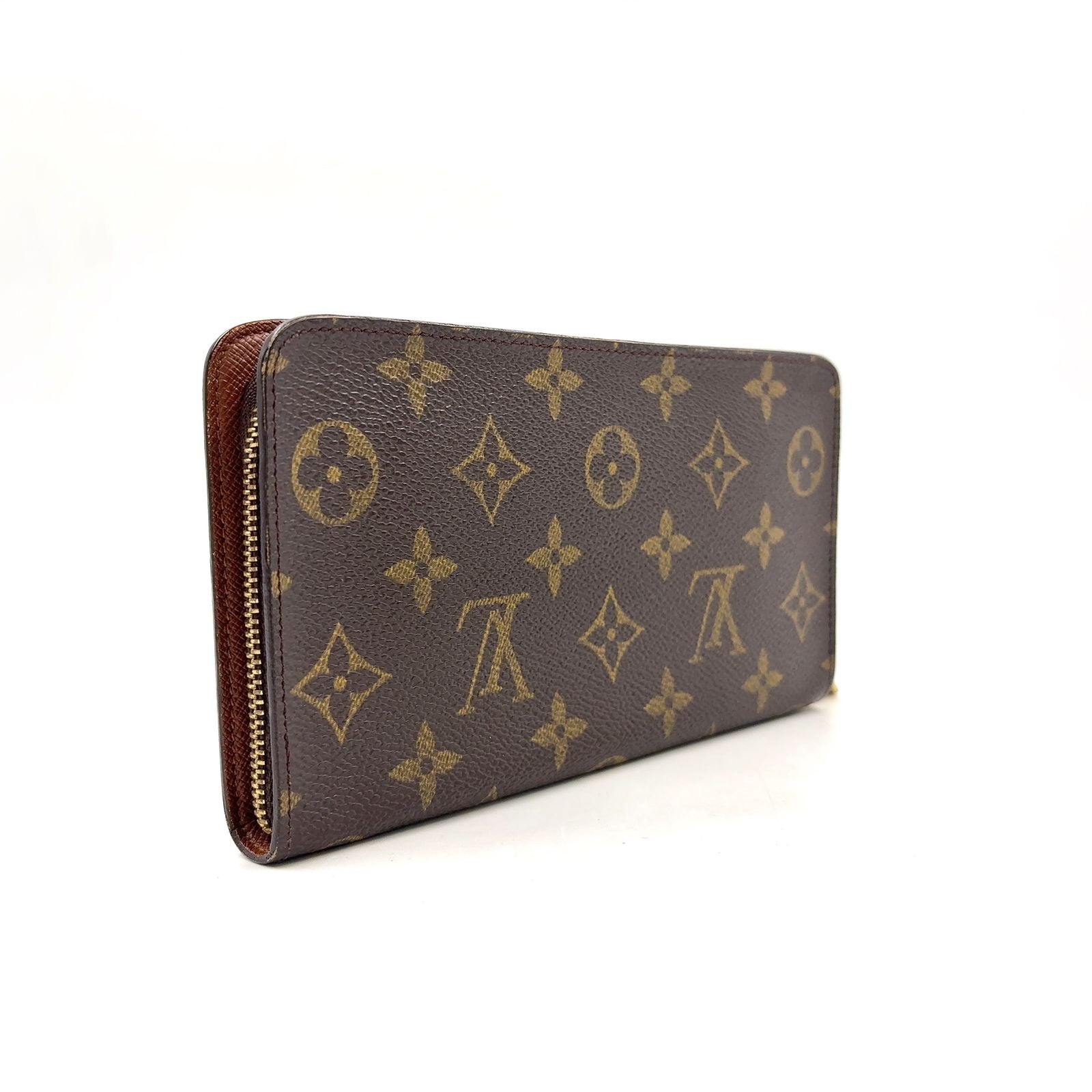 Louis Vuitton Porto Monnaie Zip Monogram Leather Brown Round Zippy Wallet Gold — view 2