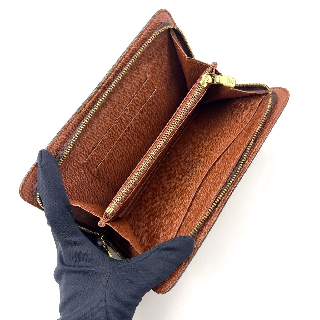 Louis Vuitton Porto Monnaie Zip Monogram Leather Brown Round Zippy Wallet Gold — view 3