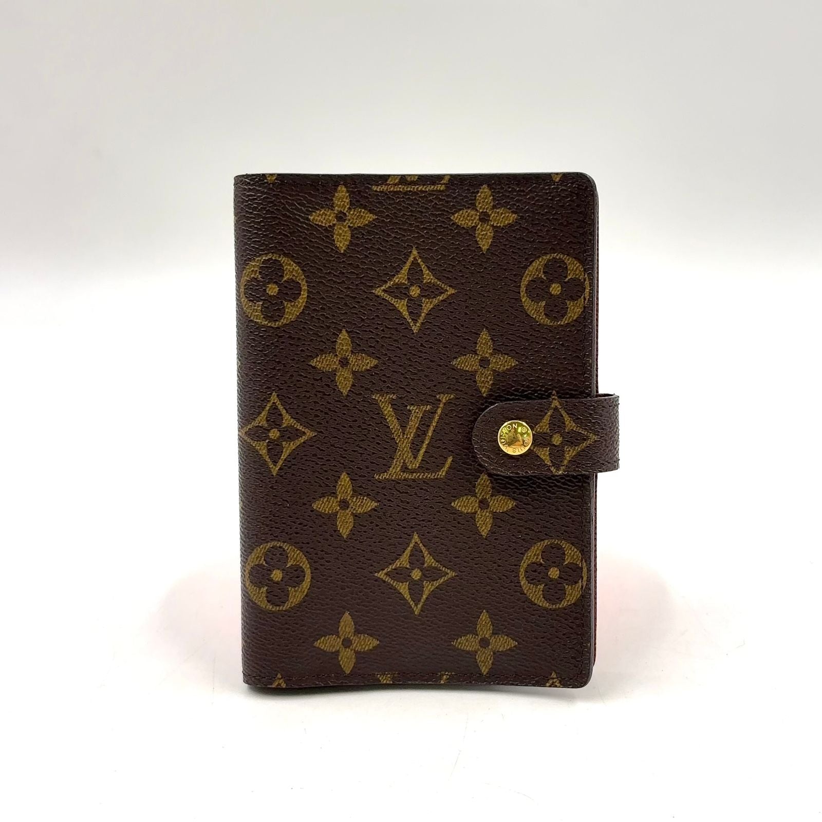 Louis Vuitton Agenda PM Leather Brown Notebook Cover Gold