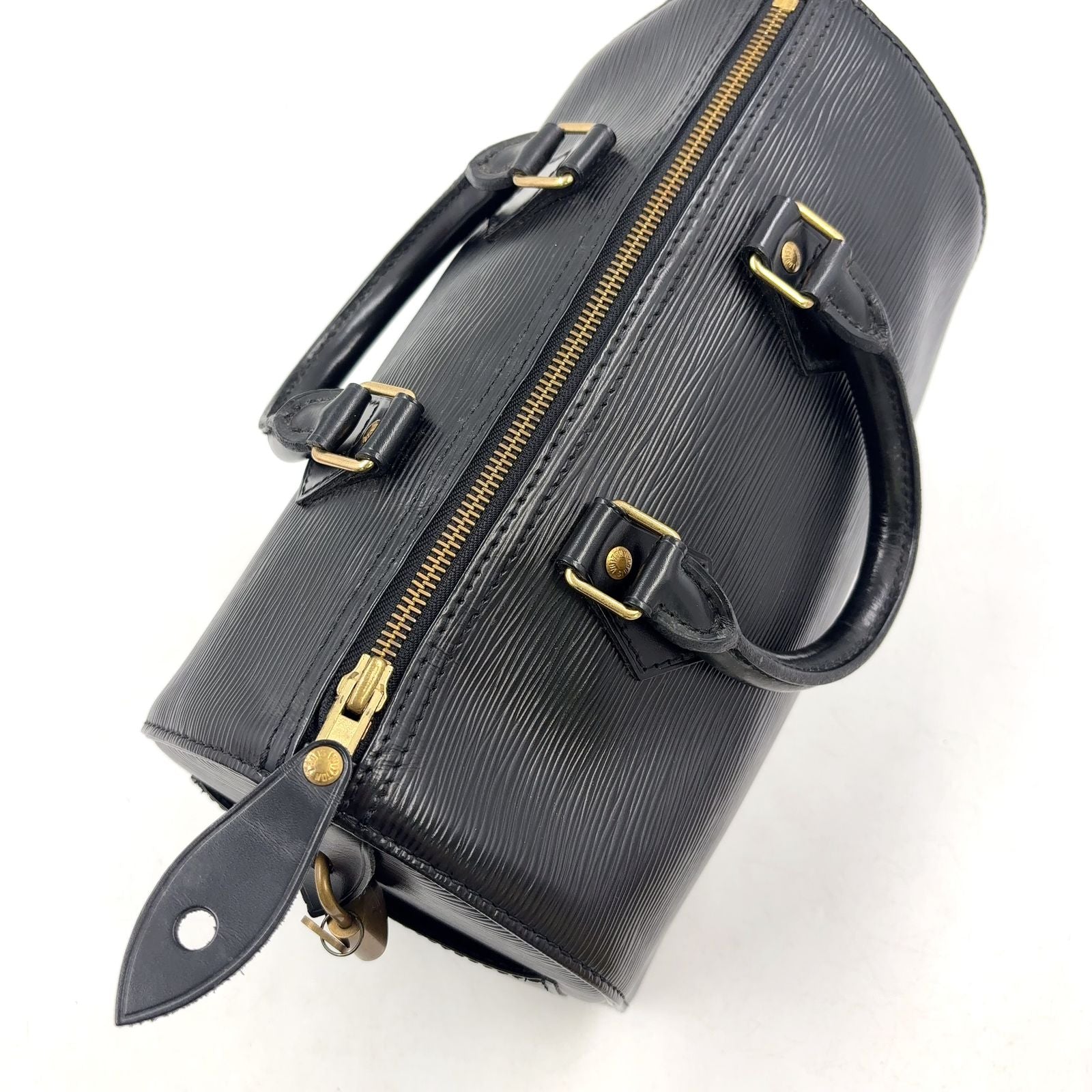 Louis Vuitton Speedy 25 Epi Noir Leather Black Handbag Gold — view 7