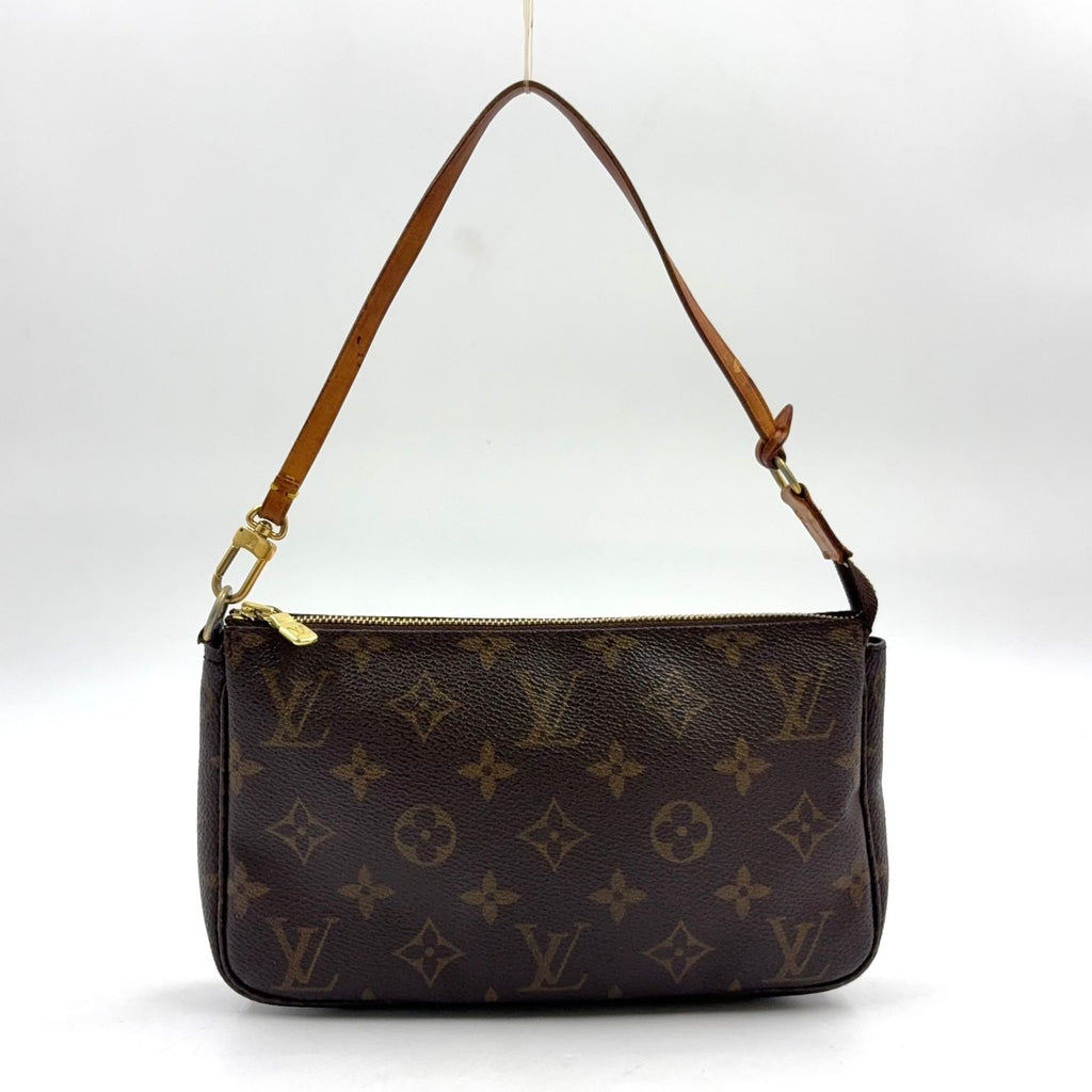 Louis Vuitton Pochette Accessoires Monogram Leather Brown Light Handbag Gold