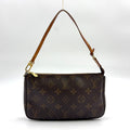 Louis Vuitton Pochette Accessoires Monogram Leather Brown Light Handbag Gold