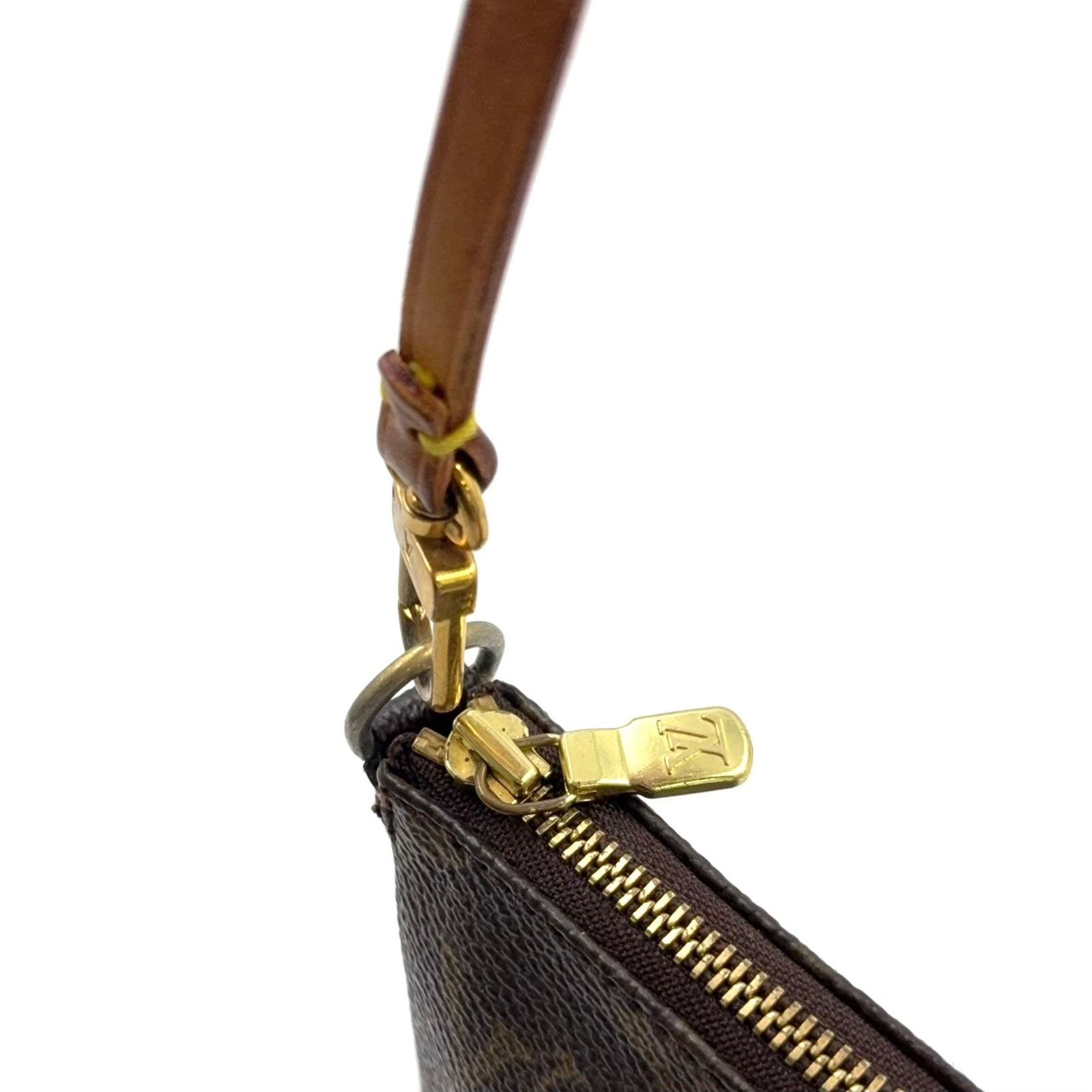 Louis Vuitton Pochette Accessoires Monogram Leather Brown Light Handbag Gold — view 6