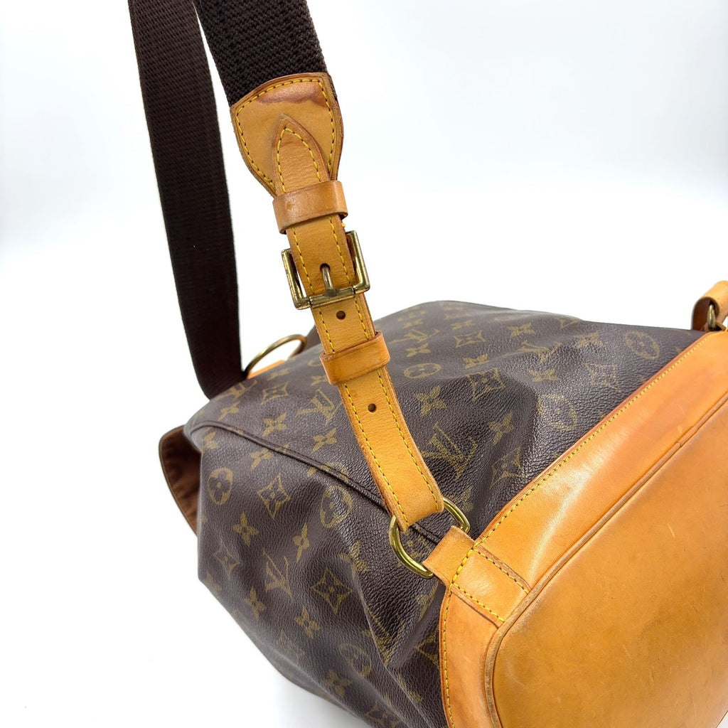 Louis Vuitton Montsouris GM Monogram Leather Brown Light Backpack Gold — view 6