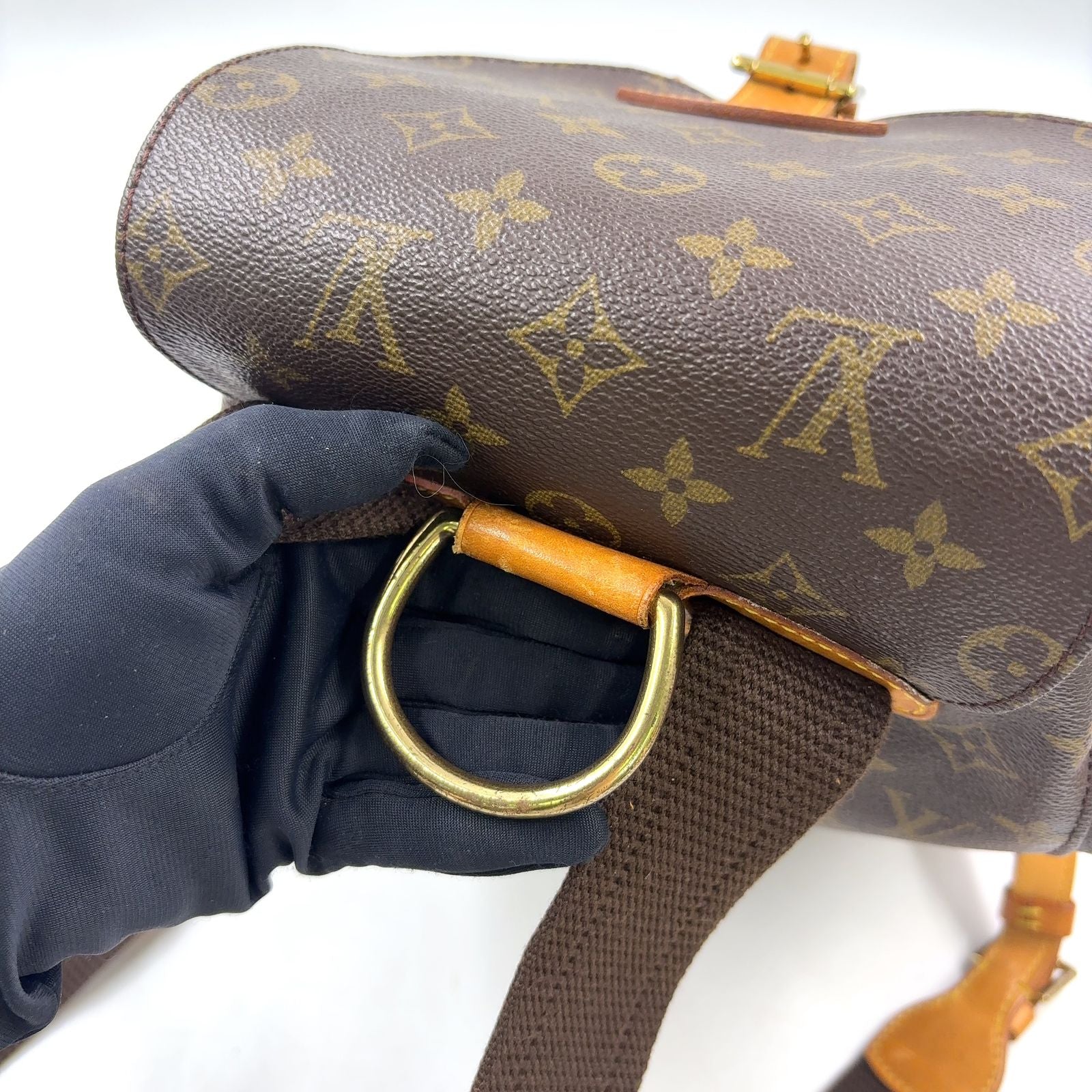 Louis Vuitton Montsouris GM Monogram Leather Brown Light Backpack Gold — view 7