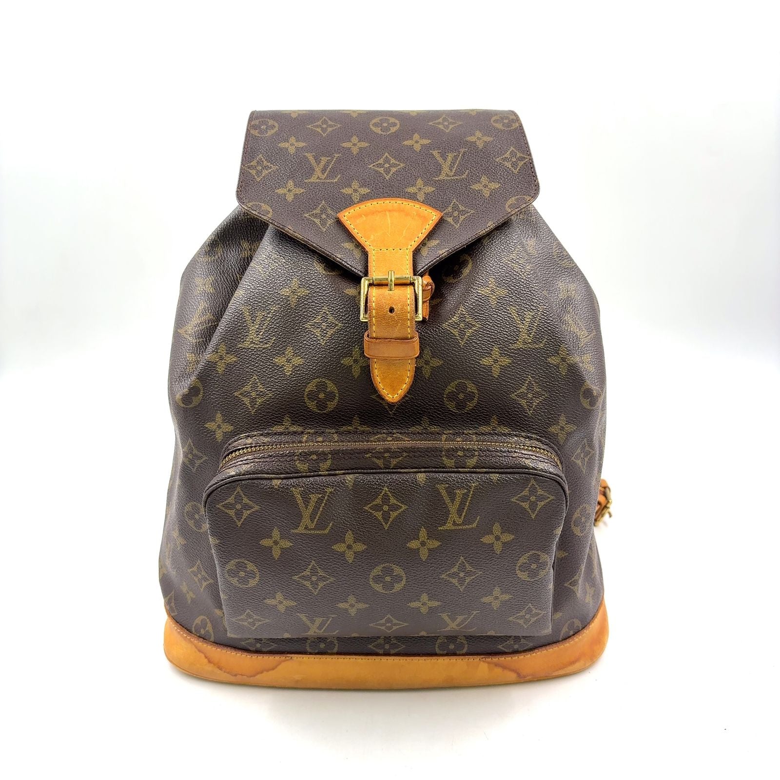 Louis Vuitton Montsouris GM Monogram Leather Brown Light Backpack Gold
