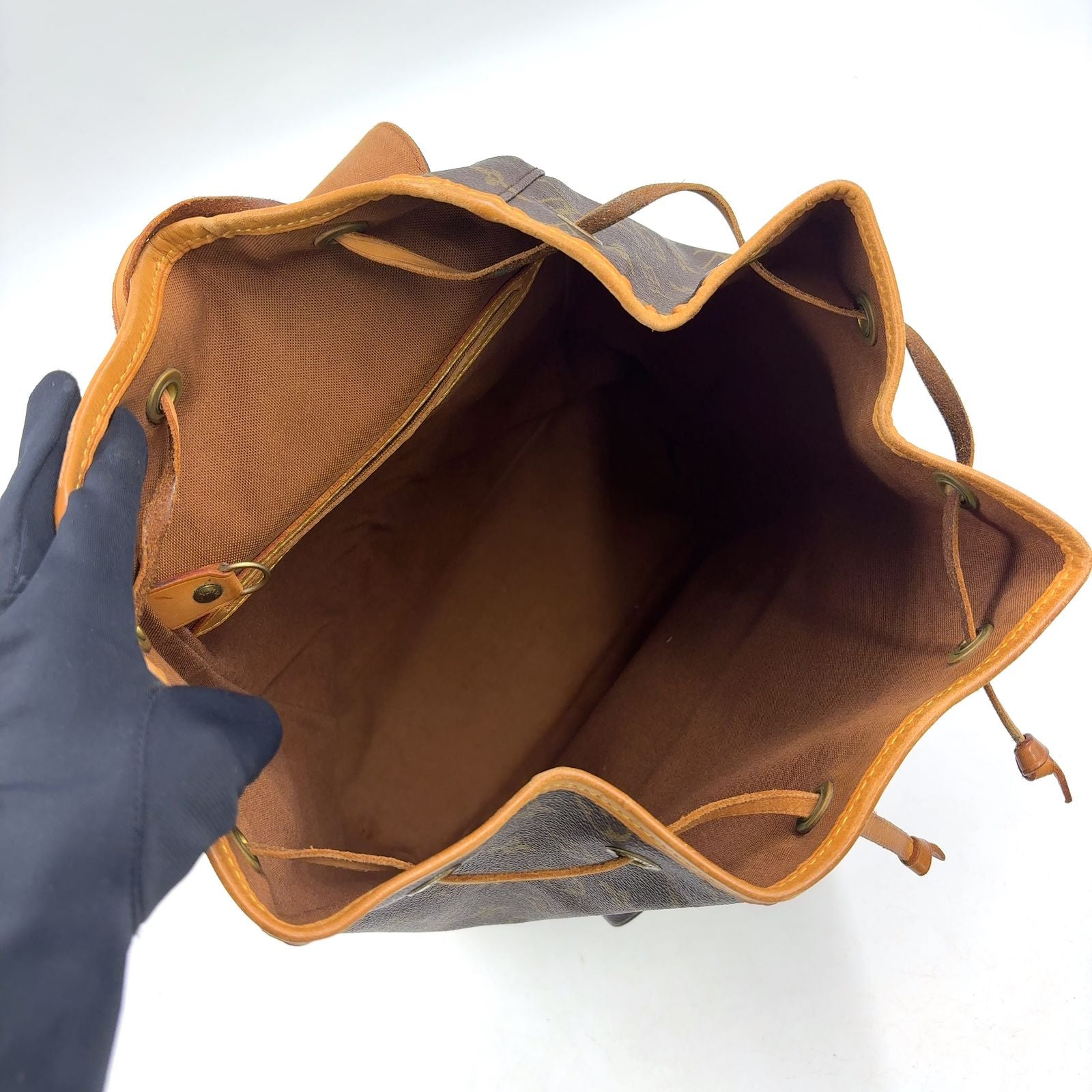 Louis Vuitton Montsouris GM Monogram Leather Brown Light Backpack Gold — view 3