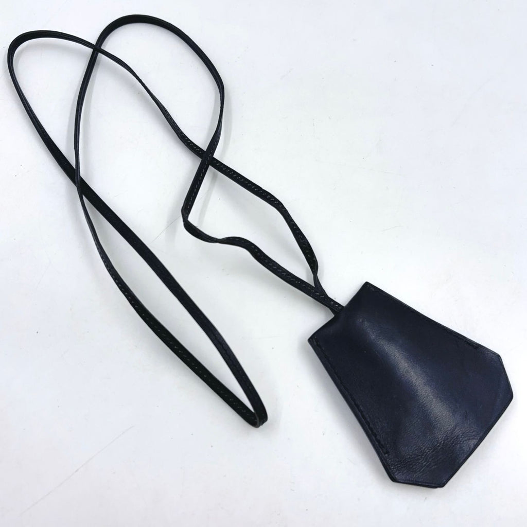 Hermes Clochette Key Ring Leather Black Necklace Silver — view 2