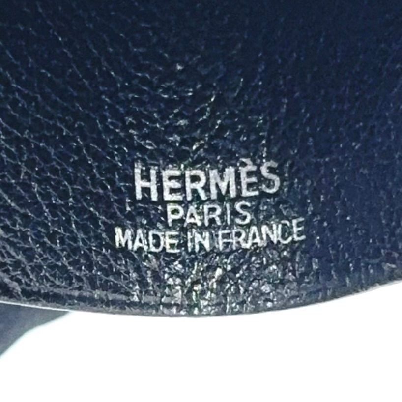 Hermes Clochette Key Ring Leather Black Necklace Silver — view 4