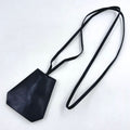 Hermes Clochette Key Ring Leather Black Necklace Silver