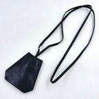 Hermes Clochette Key Ring Leather Black Necklace Silver
