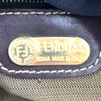 Fendi Zucca Pattern Leather Canvas Brown Black Bag Gold — view 4