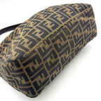 Fendi Zucca Pattern Leather Canvas Brown Black Bag Gold — view 5