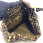 Fendi Zucca Pattern Leather Canvas Brown Black Bag Gold — view 3