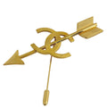 Chanel Brooch CC Logo Arrow Gold Plated