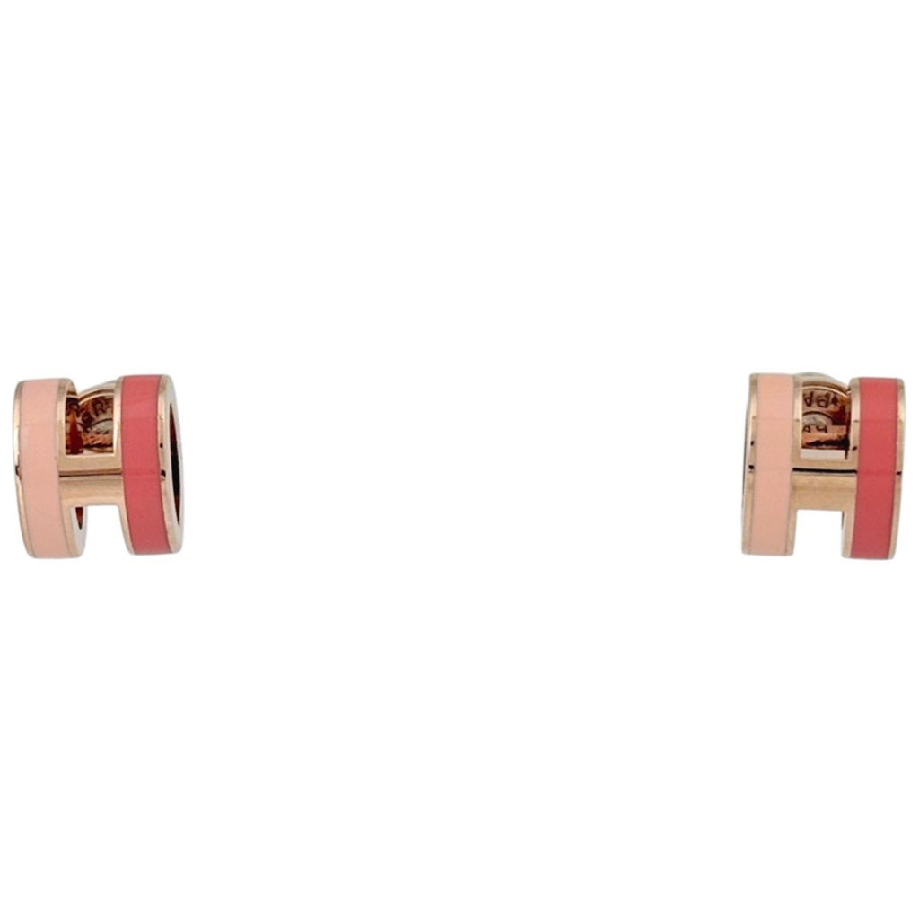 Hermes Mini Pop H Earrings H Logo Metal Pink