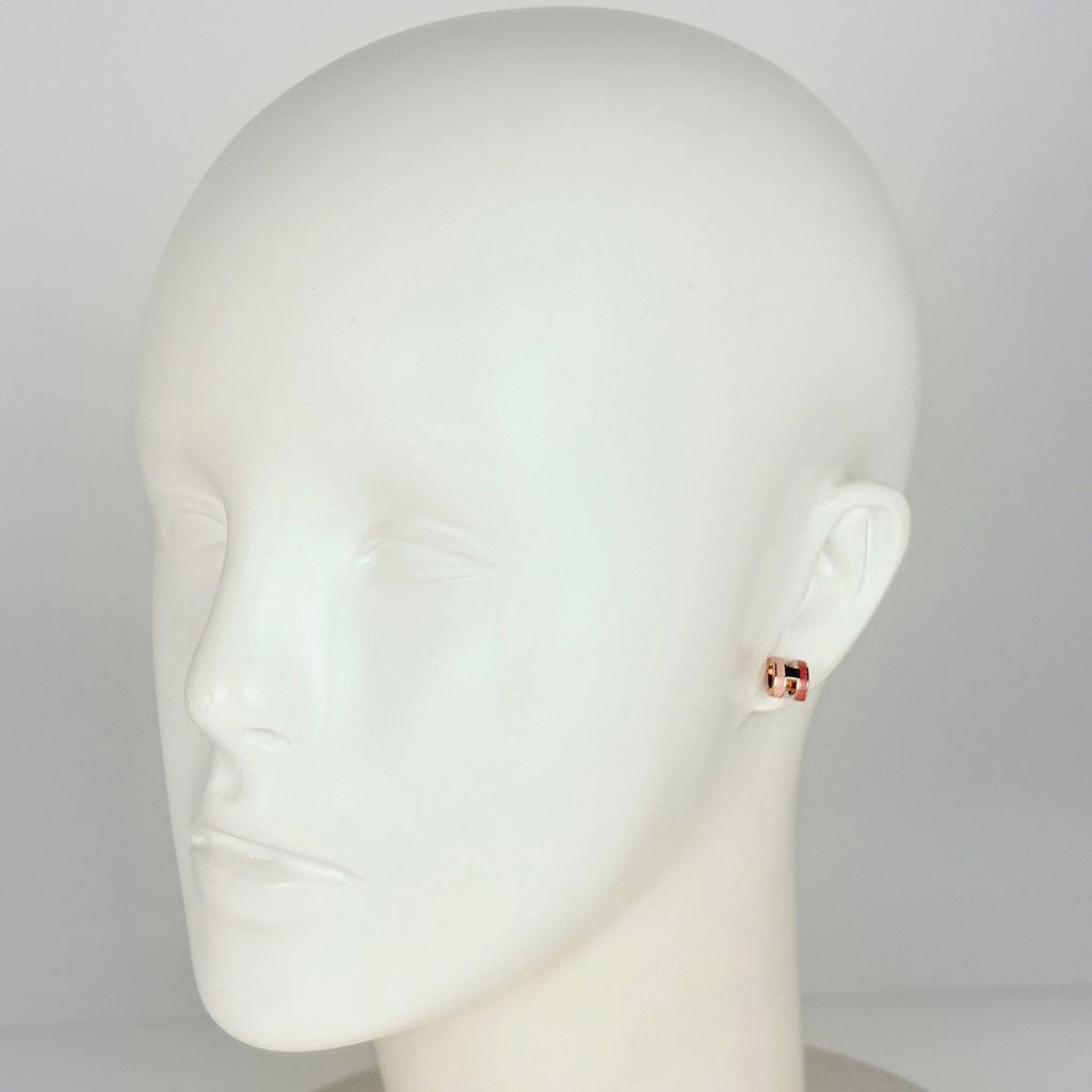 Hermes Mini Pop H Earrings H Logo Metal Pink — view 4