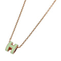 Hermes Mini Pop H Necklace H Logo Metal Pink Gold Green