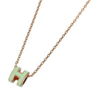 Hermes Mini Pop H Necklace H Logo Metal Pink Gold Green