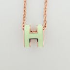 Hermes Mini Pop H Necklace H Logo Metal Pink Gold Green — view 2
