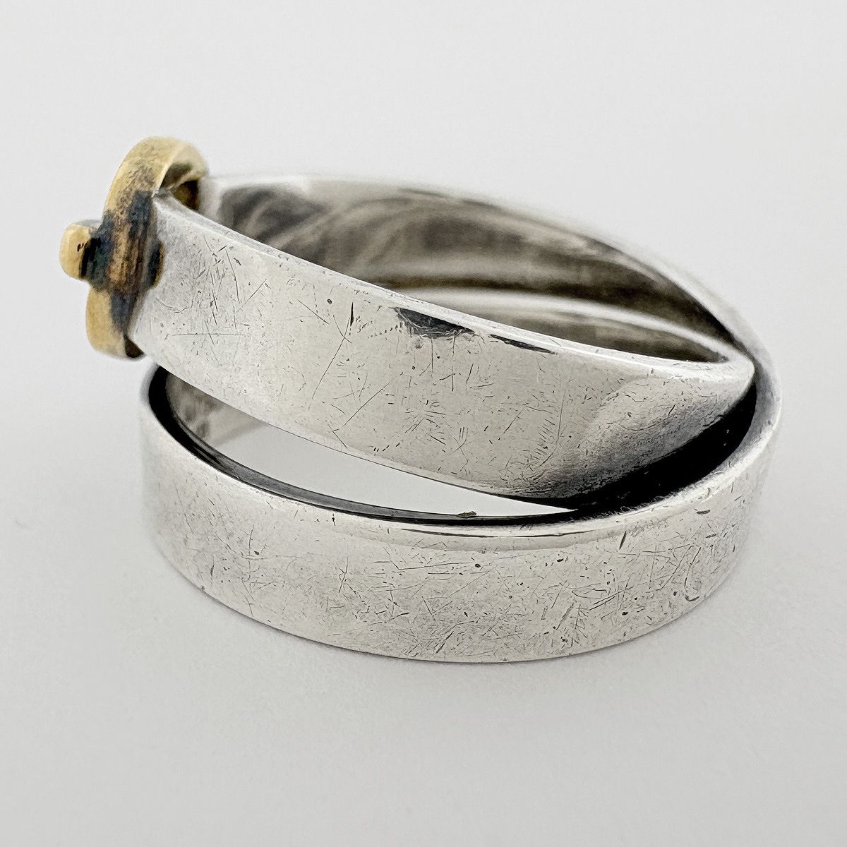 Hermes Ceinture Ring Belt Motif 18k Silver Gold — view 3