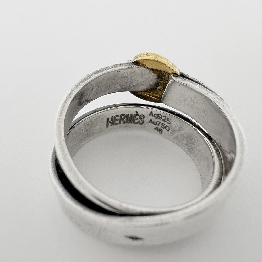 Hermes Ceinture Ring Belt Motif 18k Silver Gold — view 4