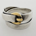Hermes Ceinture Ring Belt Motif 18k Silver Gold — view 2