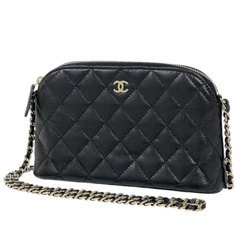 Chanel Shoulder Bag CC Logo Caviar Leather Black