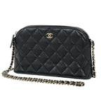 Chanel Shoulder Bag CC Logo Caviar Leather Black