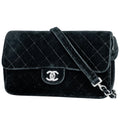 Chanel Backpack CC Logo Quilted Velour Black