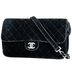 Chanel Backpack CC Logo Quilted Velour Black