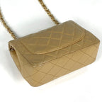 Chanel Mini Quilted Shoulder Bag CC Logo Single Flap Leather Beige — view 2