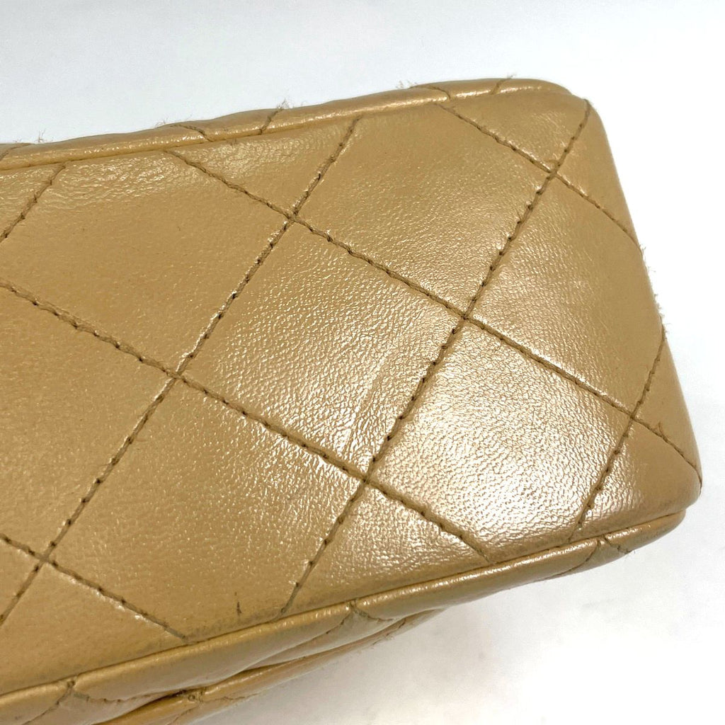 Chanel Mini Quilted Shoulder Bag CC Logo Single Flap Leather Beige — view 4