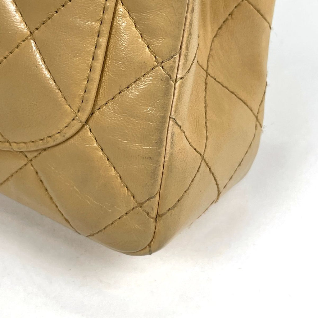 Chanel Mini Quilted Shoulder Bag CC Logo Single Flap Leather Beige — view 5