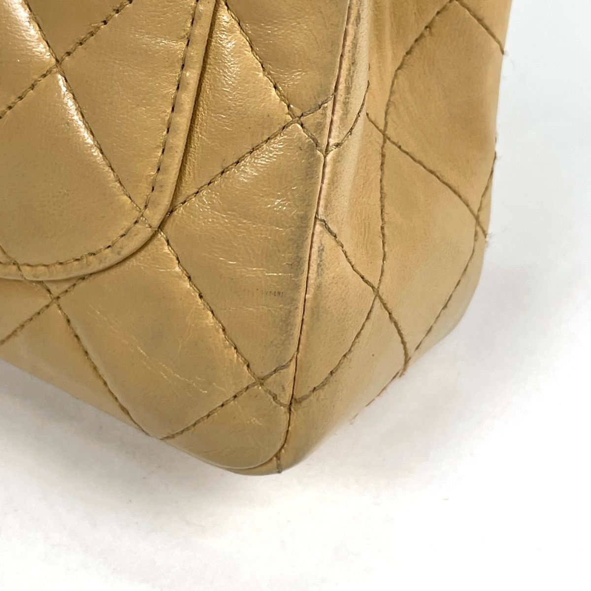 Chanel Mini Quilted Shoulder Bag CC Logo Single Flap Leather Beige — view 5