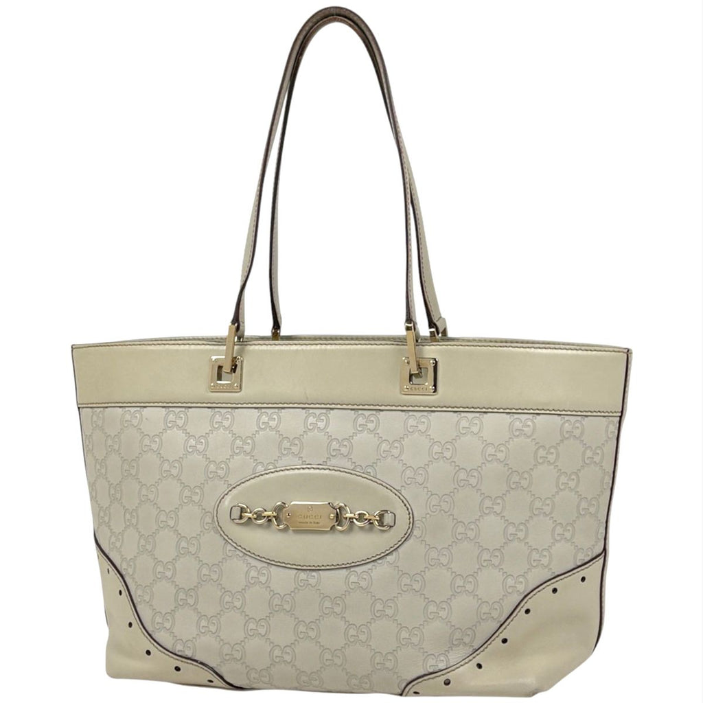 Gucci Tote Bag Guccissima GG Pattern Leather White